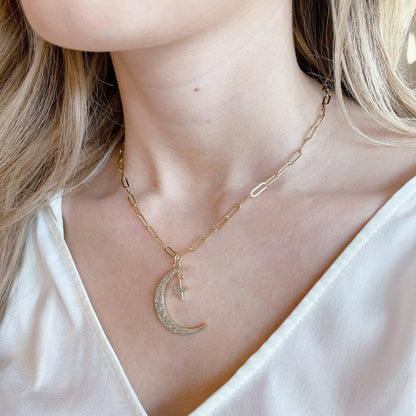 Moon & Star 14K Gold-Plated Necklace