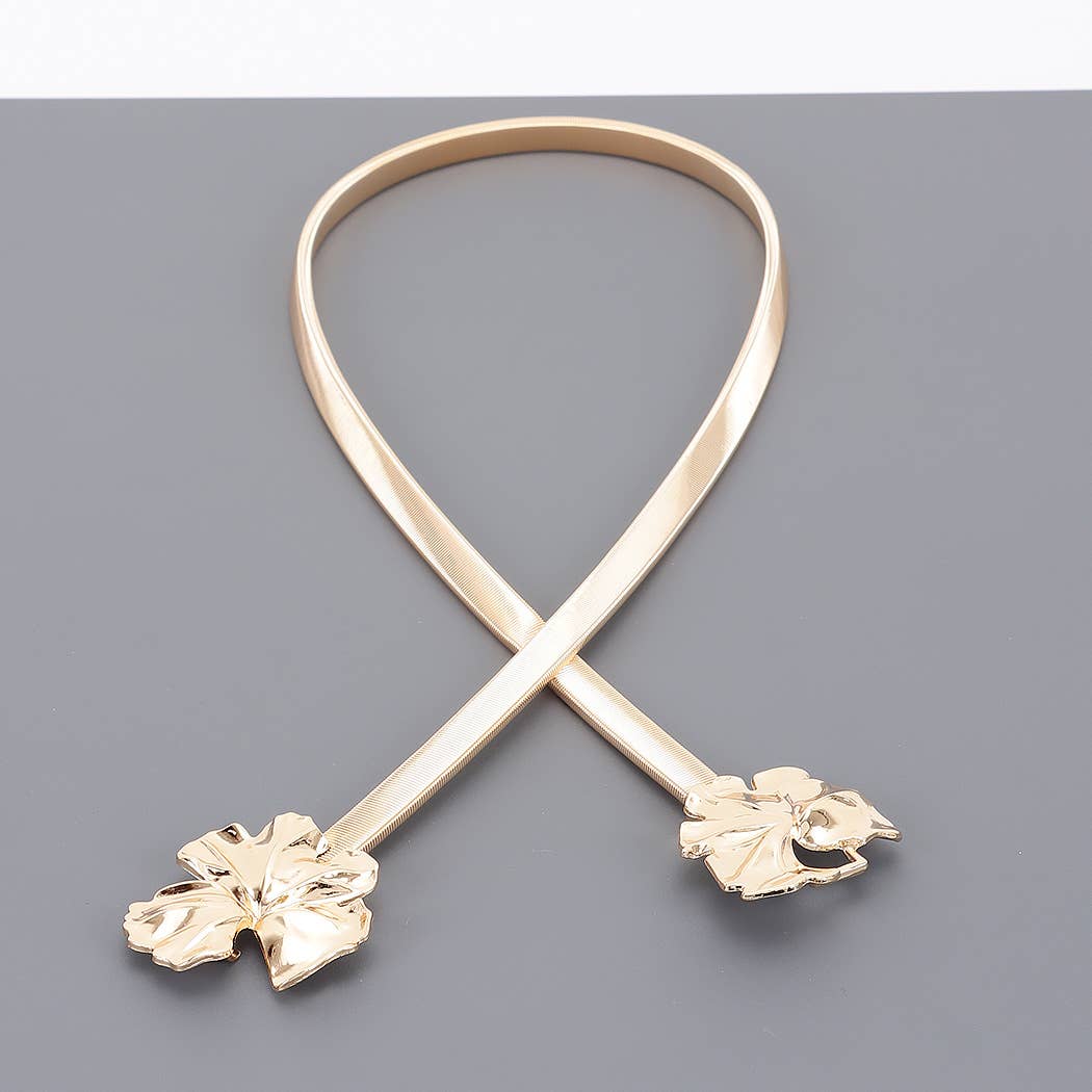Metal Flower Spring Gold Stretch Belt - Uniquely Claudia Boutique