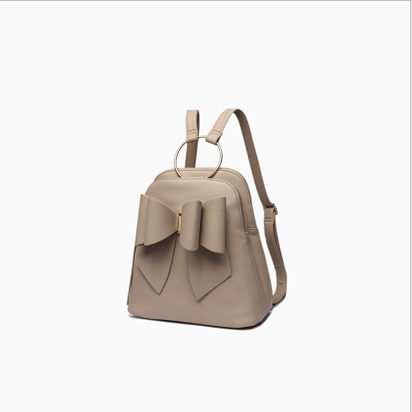 Jasmine Bowtie Backpack Handbag: Taupe