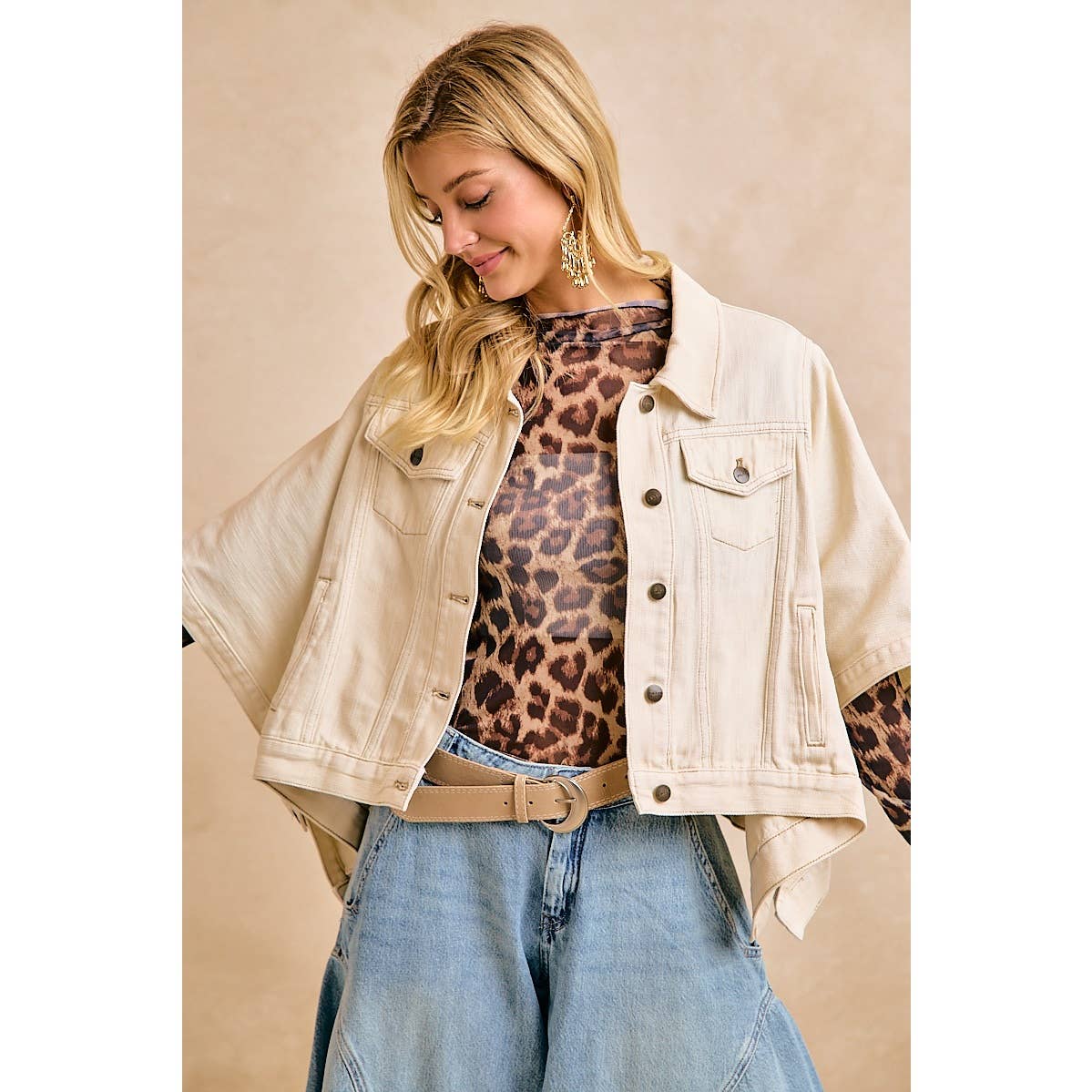 Felicia Ivory Cape Denim Jacket