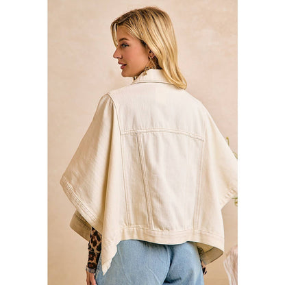 Felicia Ivory Cape Denim Jacket