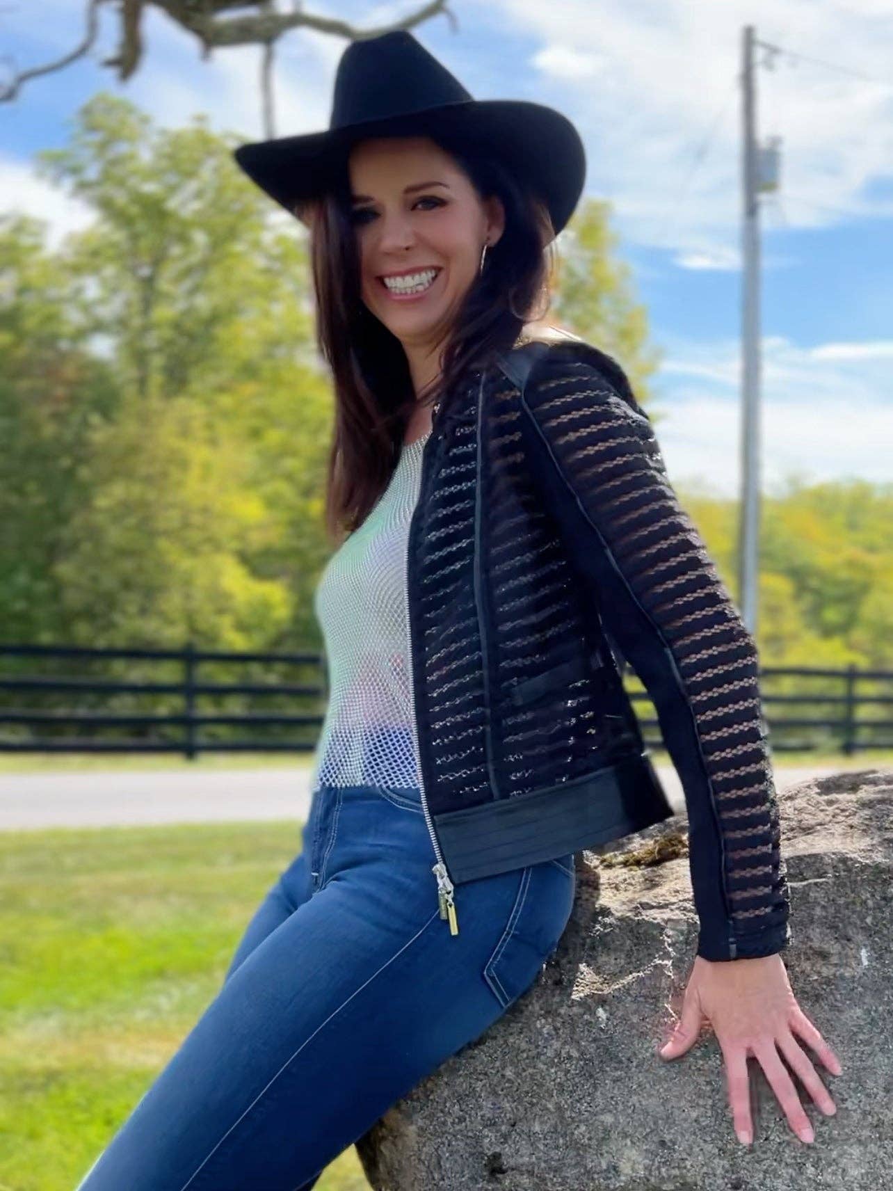 Maryann Mesh & Vegan Leather Shadow Jacket - Uniquely Claudia Boutique