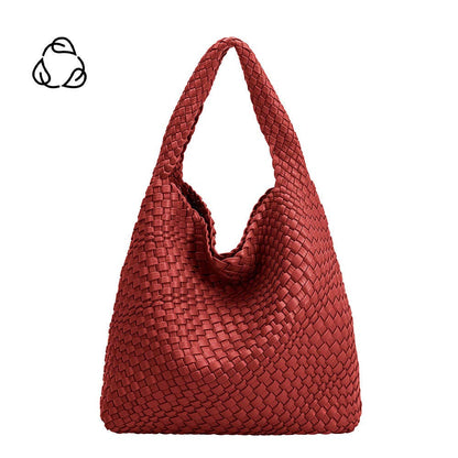 MELIE BIANCO: Johanna Wine Recycled Vegan Shoulder Bag