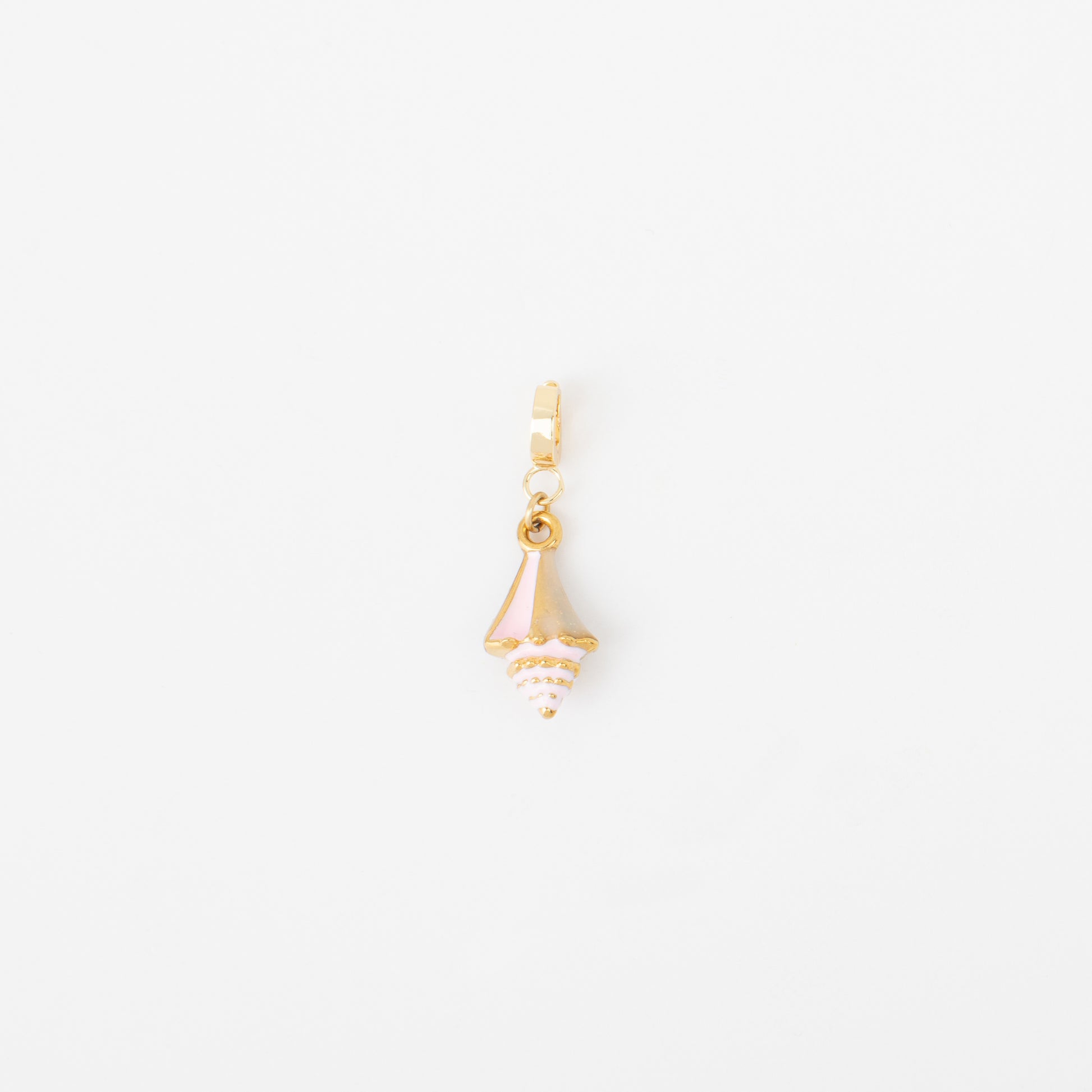 Gold and pearl pendant on a white background
