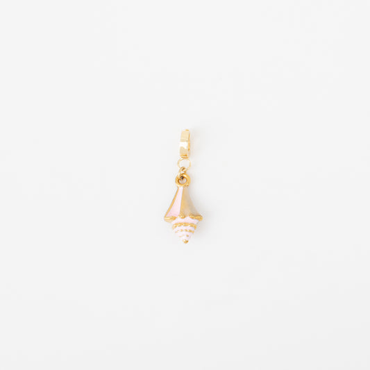 Gold and pearl pendant on a white background