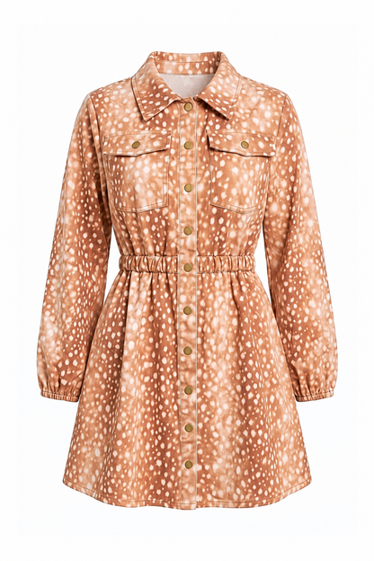 Brandi Fawn Print Denim Shirt Dress