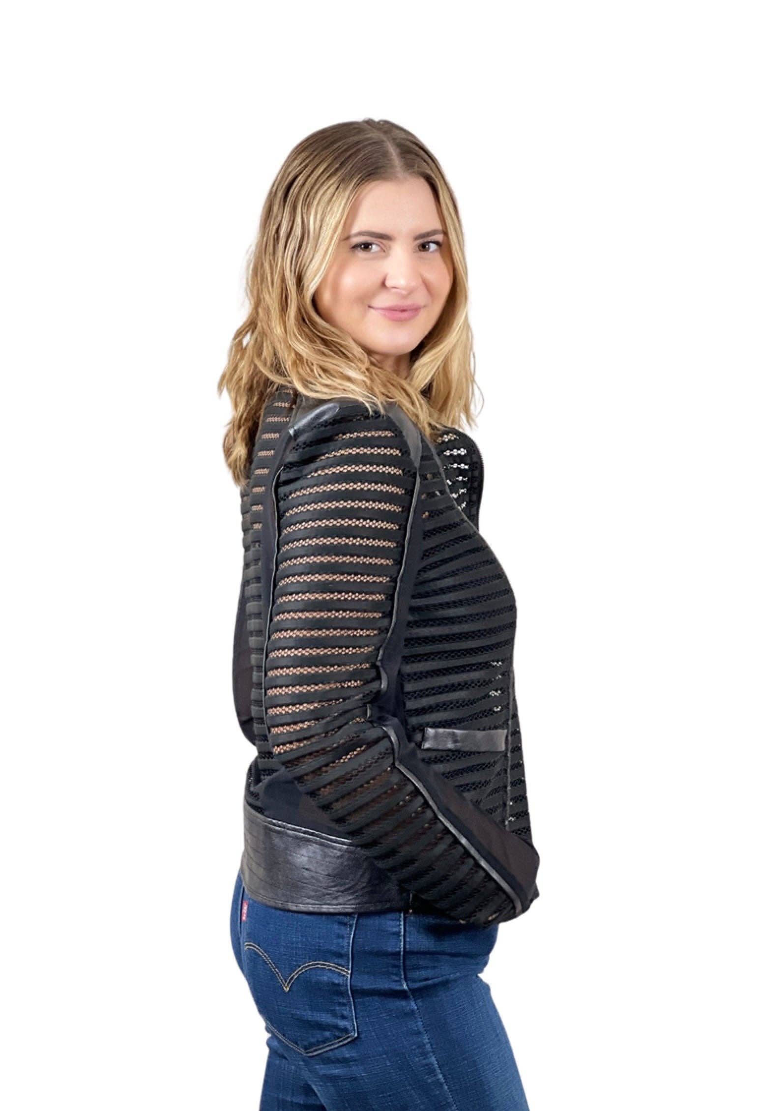 Maryann Mesh & Vegan Leather Shadow Jacket - Uniquely Claudia Boutique