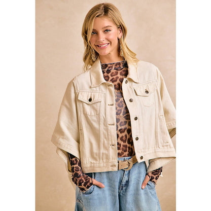 Felicia Ivory Cape Denim Jacket