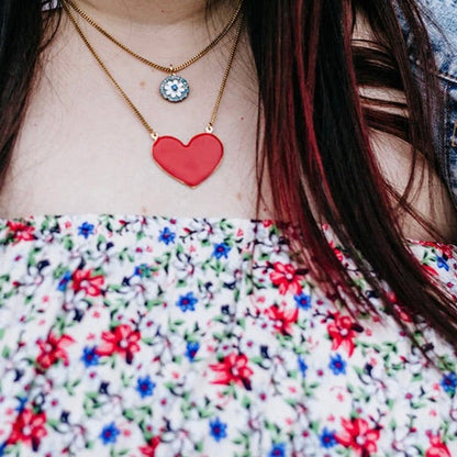 TOVA Fallin Red Heart Necklace