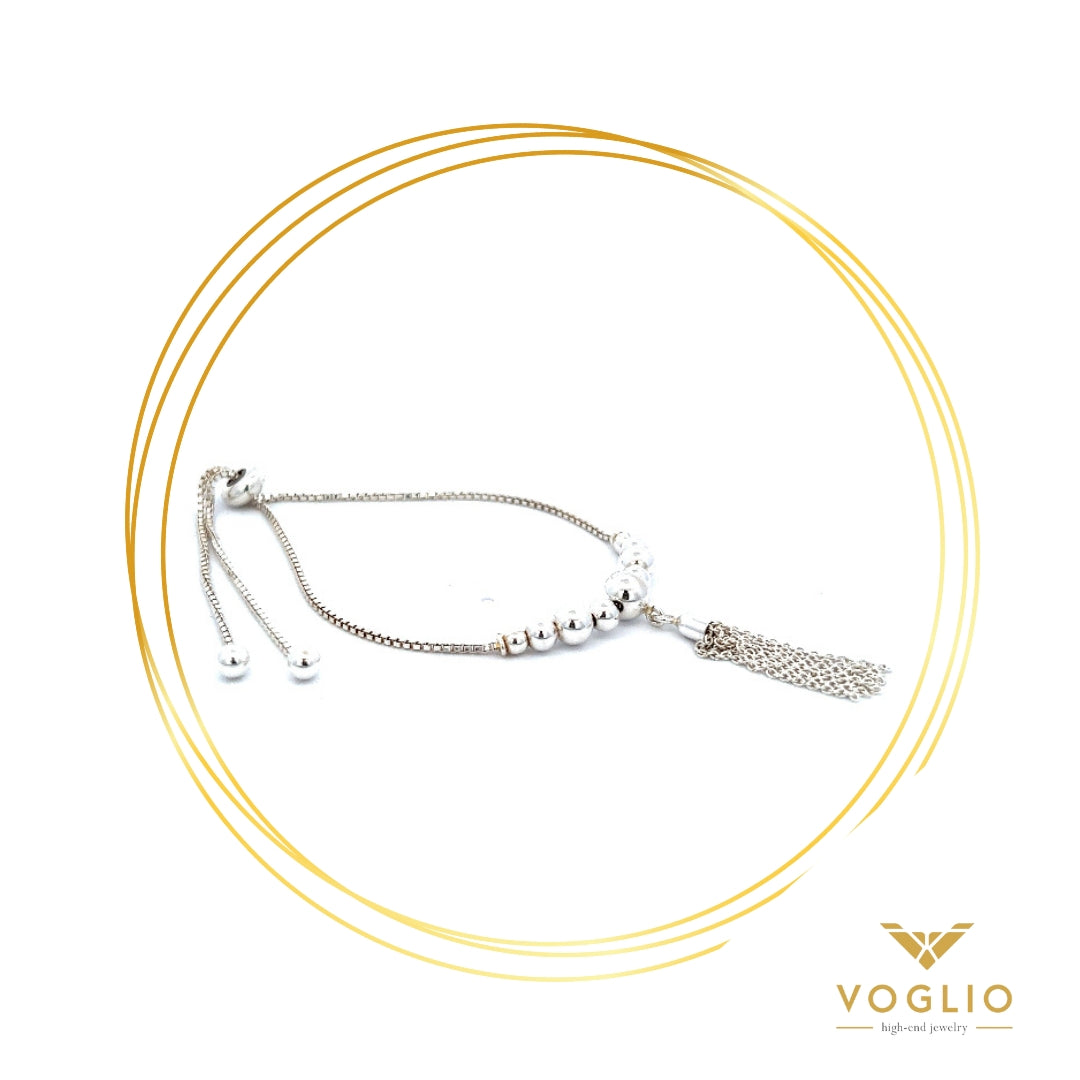Adjustable Sterling Silver Tassel Bracelet | Uniquely Claudia Boutique 