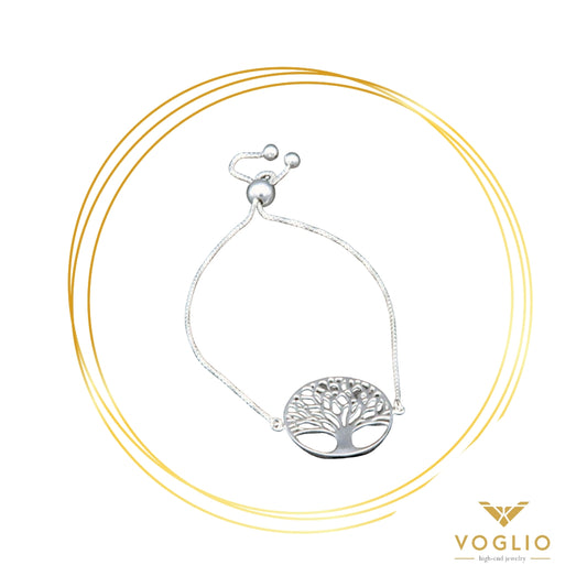 VOGLIO: Adjustable Tree of Life Sterling Silver Bracelet