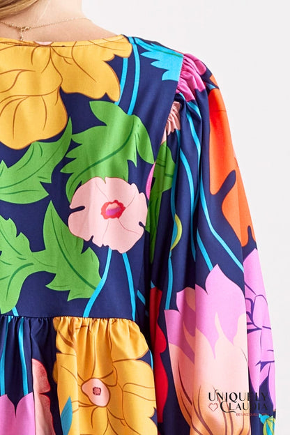 Adriana Floral Print Babydoll Dress - Uniquely Claudia Boutique