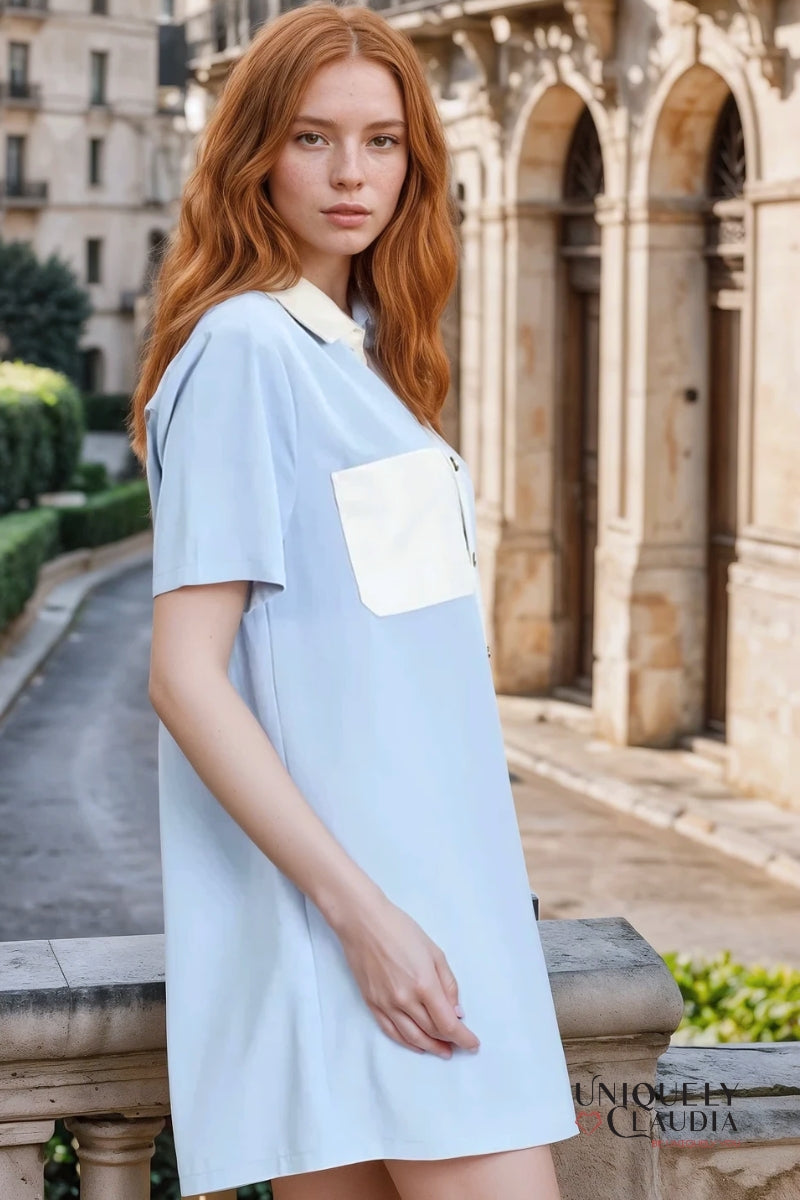 Alexa Vegan Leather Trim Shirt Dress | Uniquely Claudia Boutique