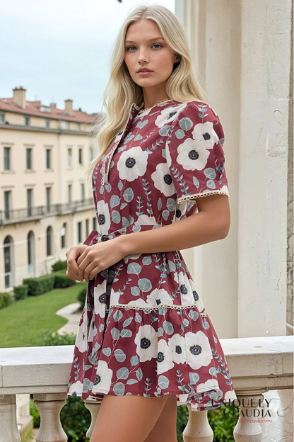 Alisha Floral Print Puff Sleeve Dress - Uniquely Claudia Boutique