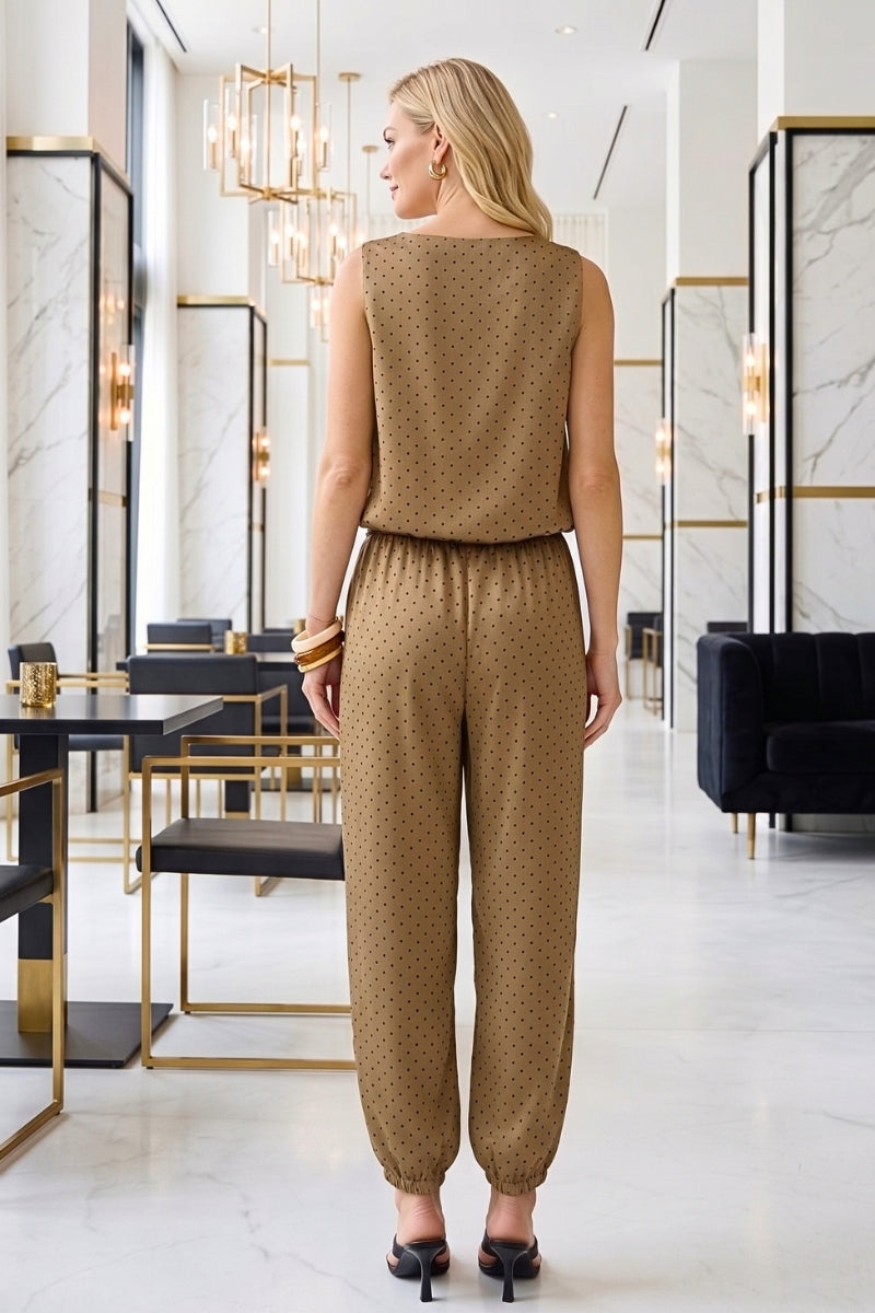 Amber Satin Polka Bubble Top & Jogger Pant Set
