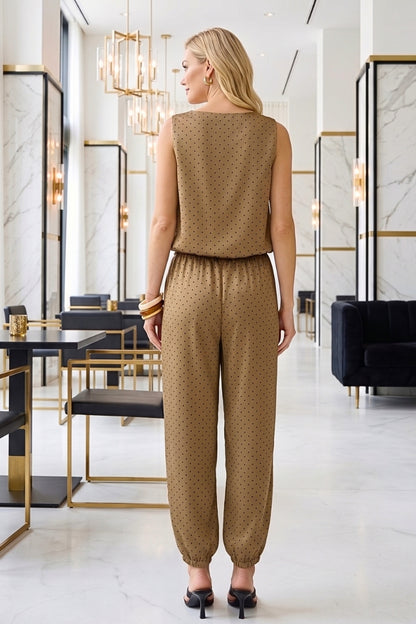 Amber Satin Polka Bubble Top & Jogger Pant Set