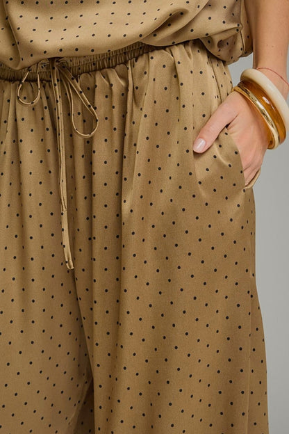 Amber Satin Polka Bubble Top & Jogger Pant Set
