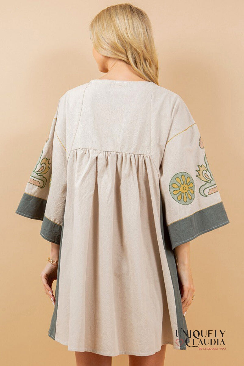 Analy Floral Embroidered Kimono Dress | Uniquely Claudia Boutique