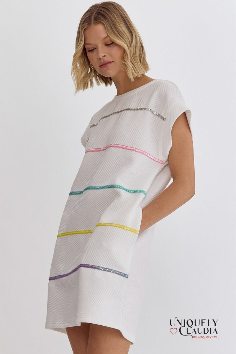Angel Sleeveless Trim Embellished Mini Dress | Uniquely Claudia Boutique