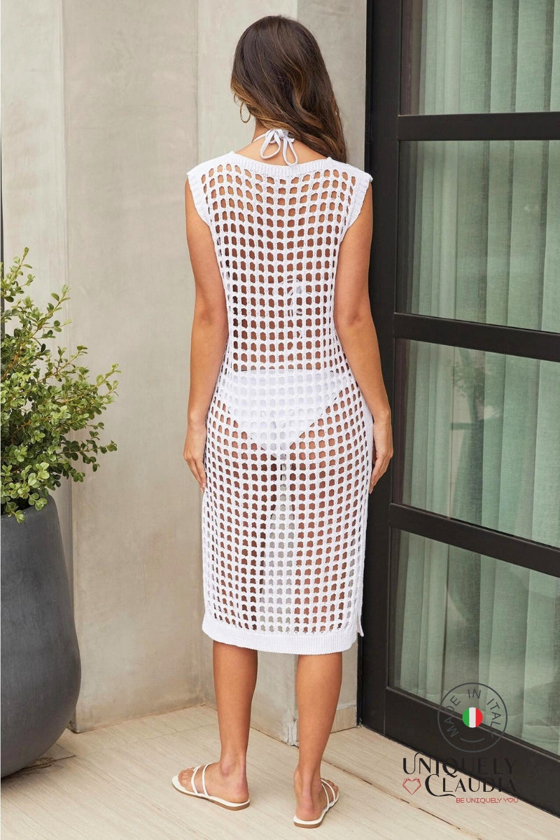 Antonia Sleeveless Crochet Cover-up Midi Dress | Uniquely Claudia Boutique 