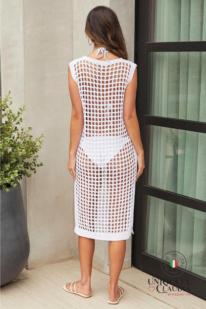 Antonia Sleeveless Crochet Cover-up Midi Dress | Uniquely Claudia Boutique 