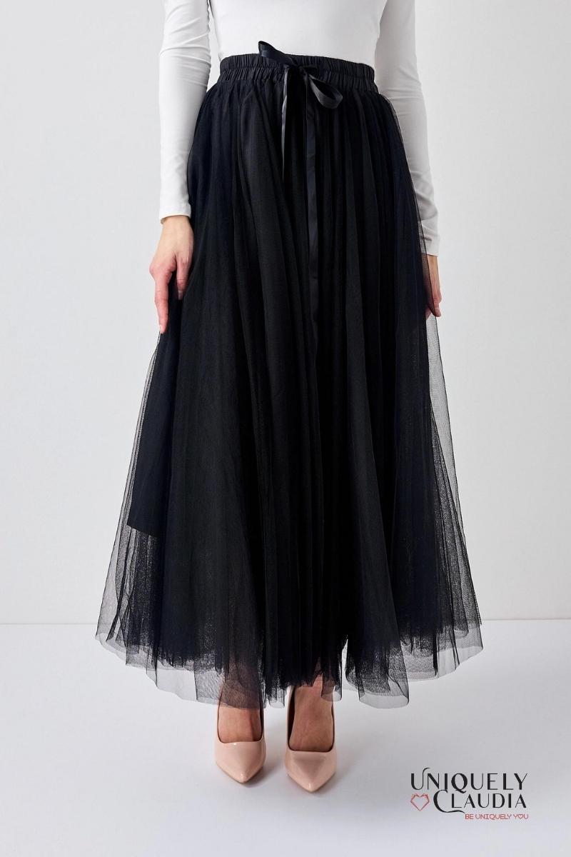 Aria Black Tulle Maxi Skirt | Uniquely Claudia Boutique 
