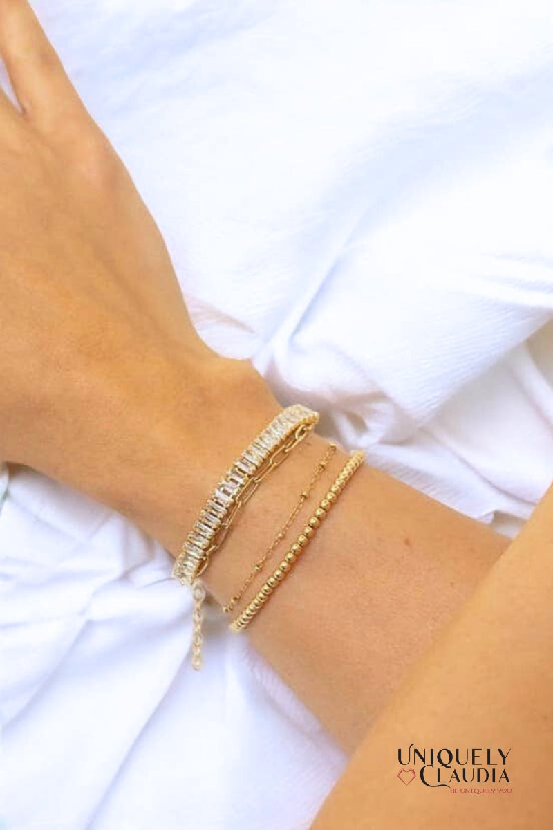 Baguette CZ Paperclip Chain Gold Filled Bracelet | Uniquely Claudia Boutique 