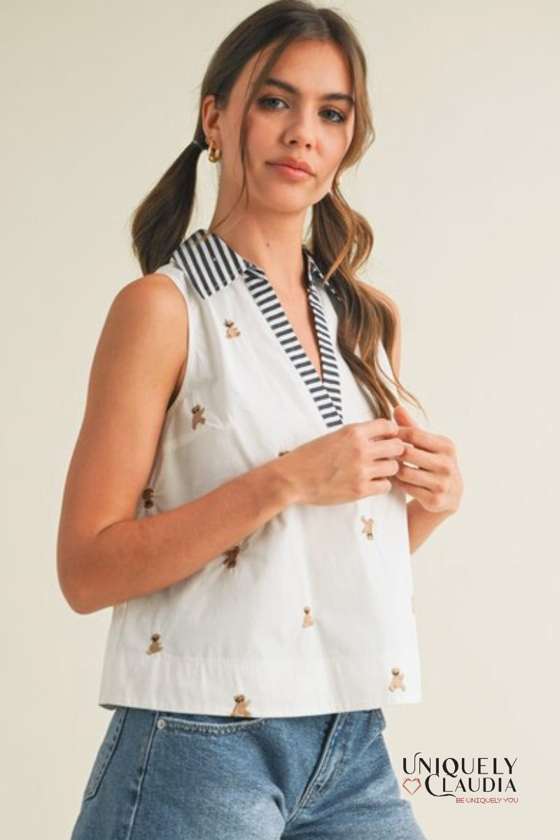 Beary Cute Collared Tank | Uniquely Claudia