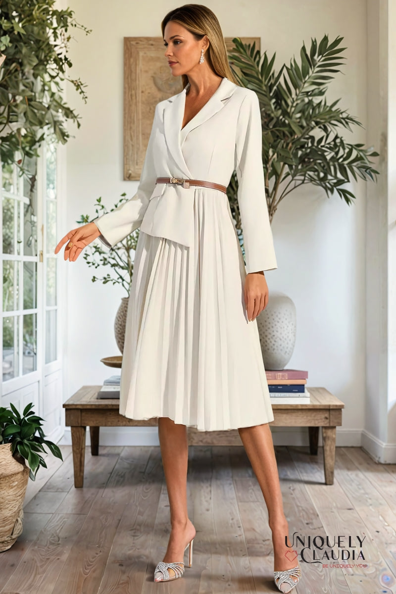 Blair Blazer Dress Pleated Dress With Belt