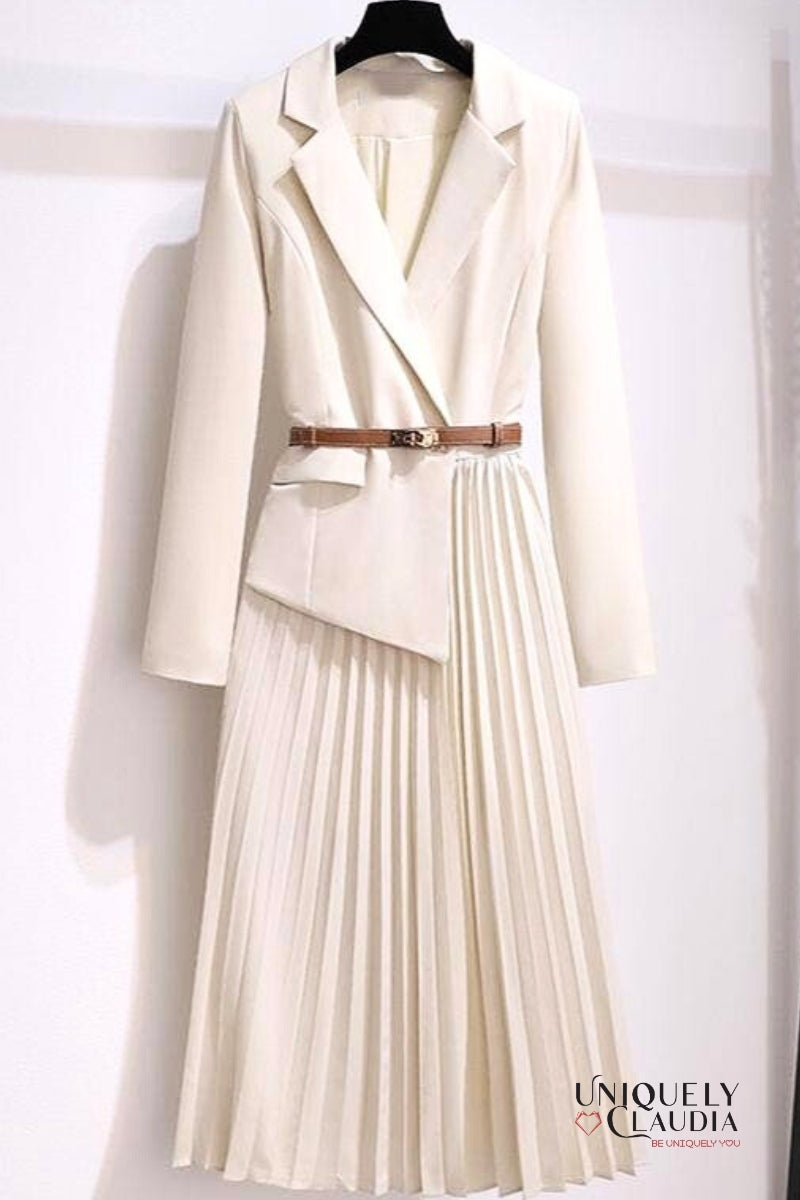 Blair Blazer Dress Pleated Dress With Belt