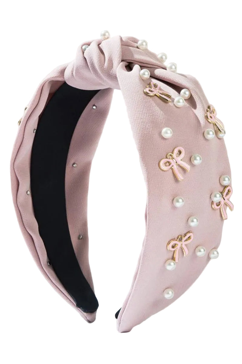 Bow & Pearls Knotted Headband | Uniquely Claudia