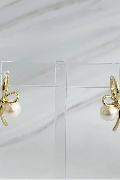Bowed With Pearl Drop Earrings - Uniquely Claudia Boutique