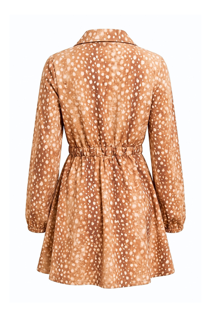 Brandi Fawn Print Denim Shirt Dress