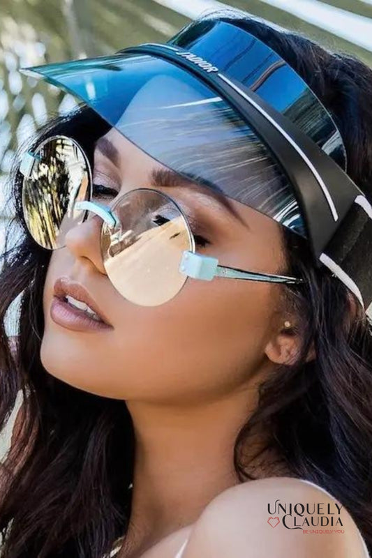 Women's Sunglasses | Break of Dawn Blue Oversized Round Sunglasses | Uniquely Claudia Boutique