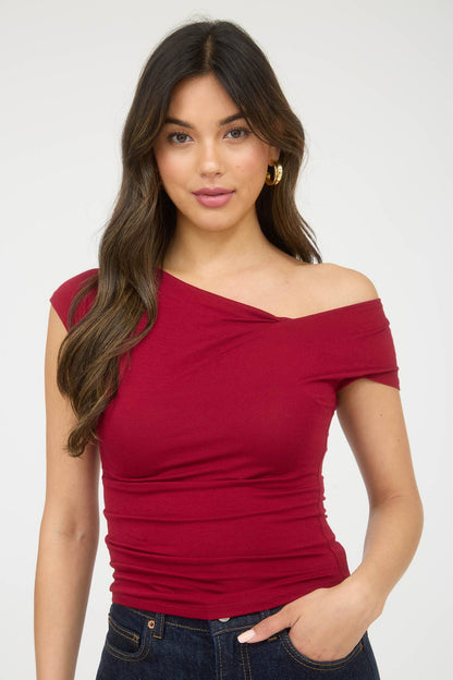 Brenna Asymmetrical Wrap Knit Top
