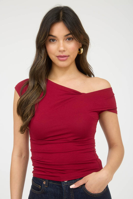 Brenna Asymmetrical Wrap Knit Top