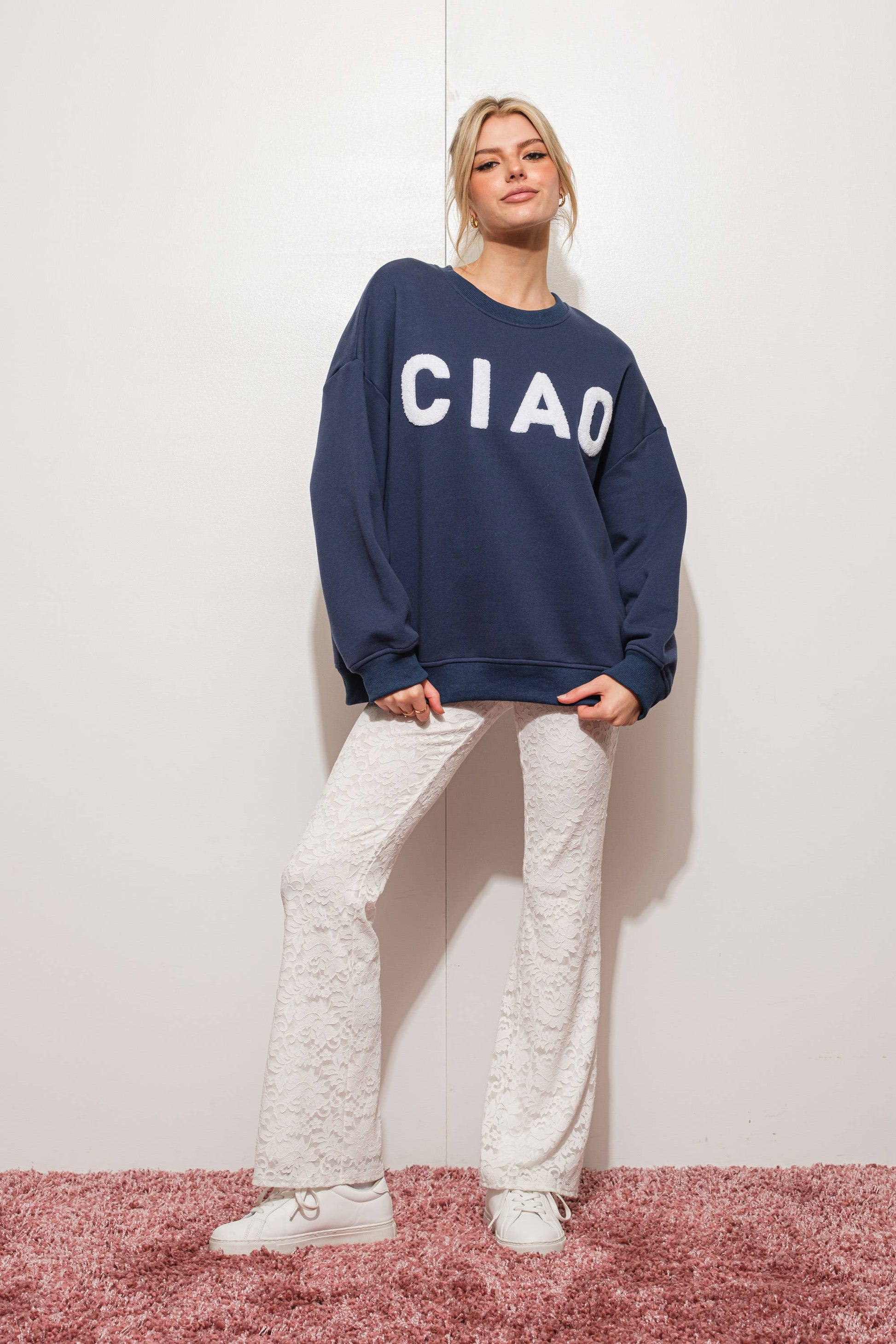 CIAO Patch Sweatshirt | Uniquely Claudia Boutique 