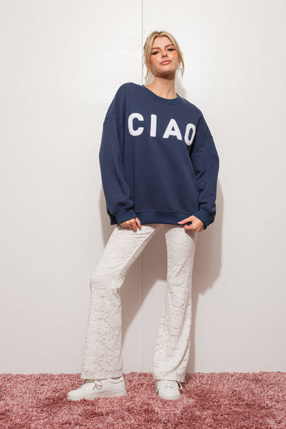 CIAO Patch Sweatshirt | Uniquely Claudia Boutique 