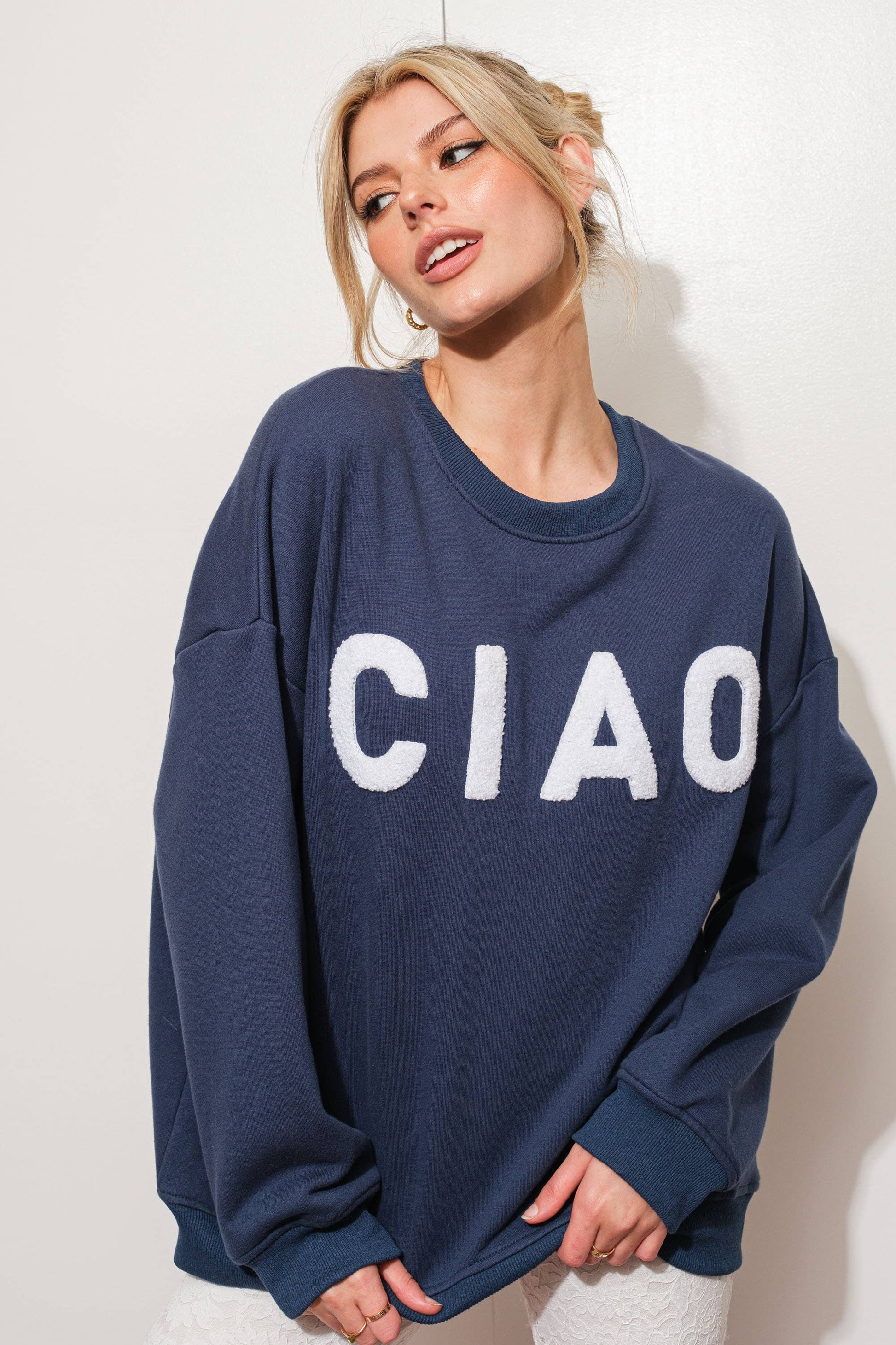 CIAO Patch Sweatshirt | Uniquely Claudia Boutique 