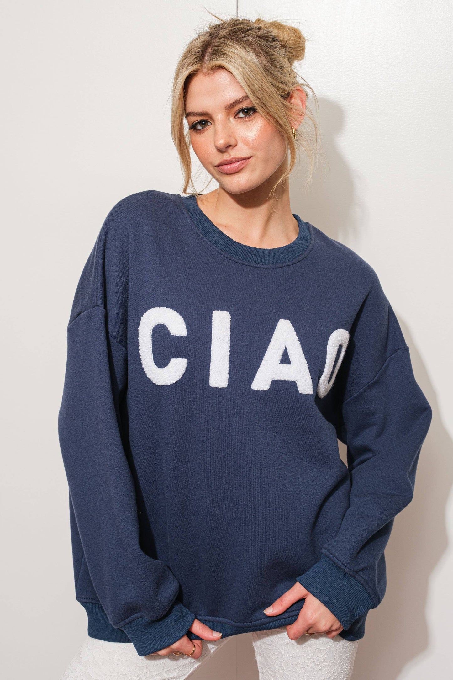 CIAO Patch Sweatshirt | Uniquely Claudia Boutique 