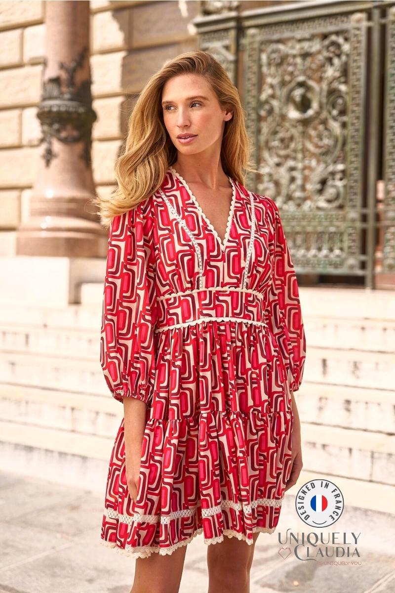 Camille Abstract Print Skater Dress | Uniquely Claudia Boutique 