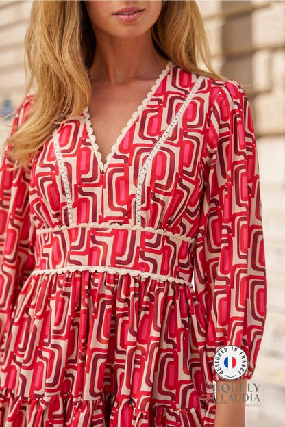 Camille Abstract Print Skater Dress | Uniquely Claudia Boutique 