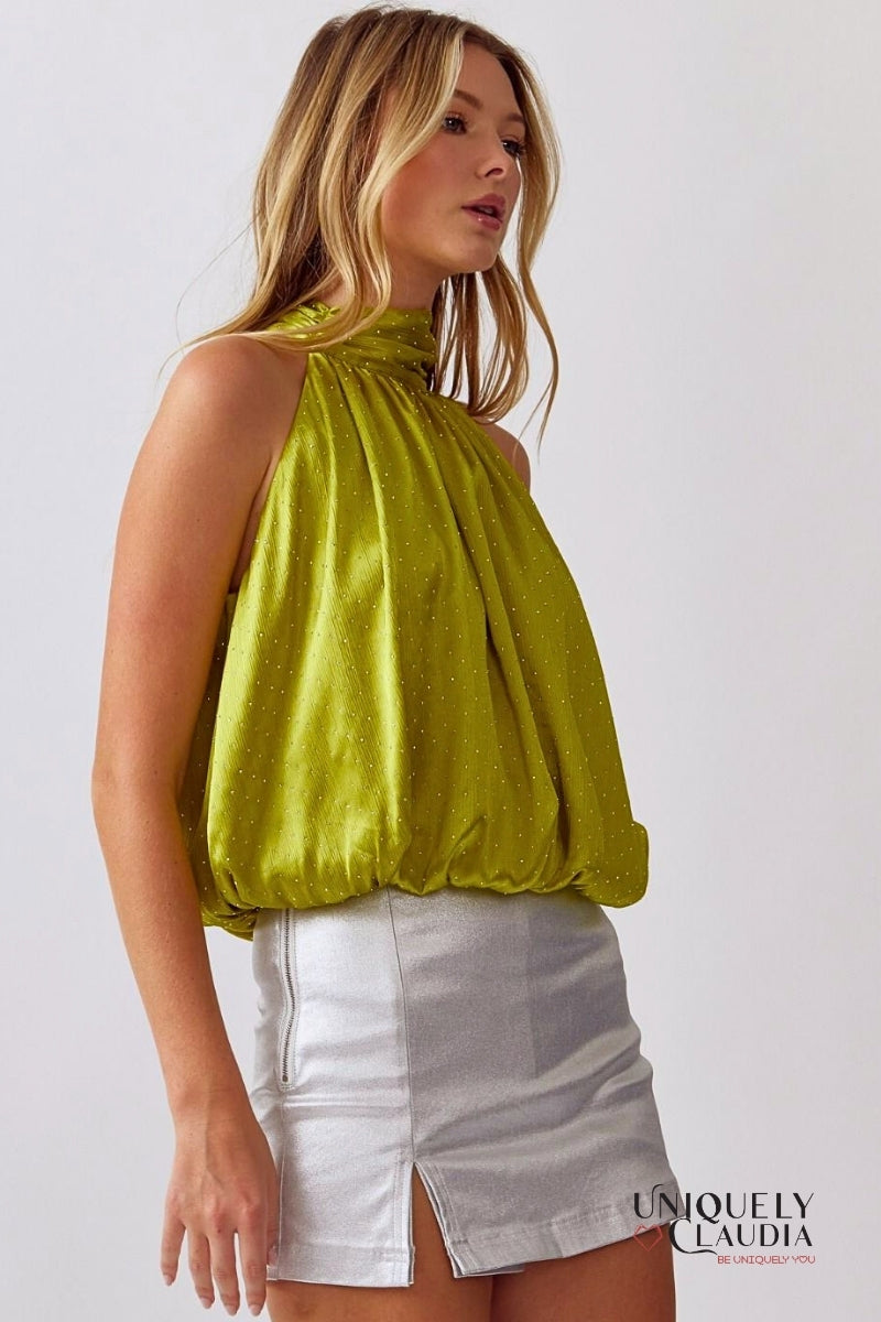 Carola Embellished Halter Top | Uniquely Claudia Boutique