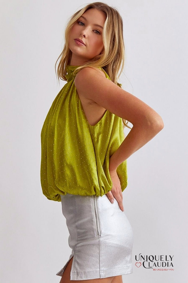 Carola Embellished Halter Top | Uniquely Claudia Boutique
