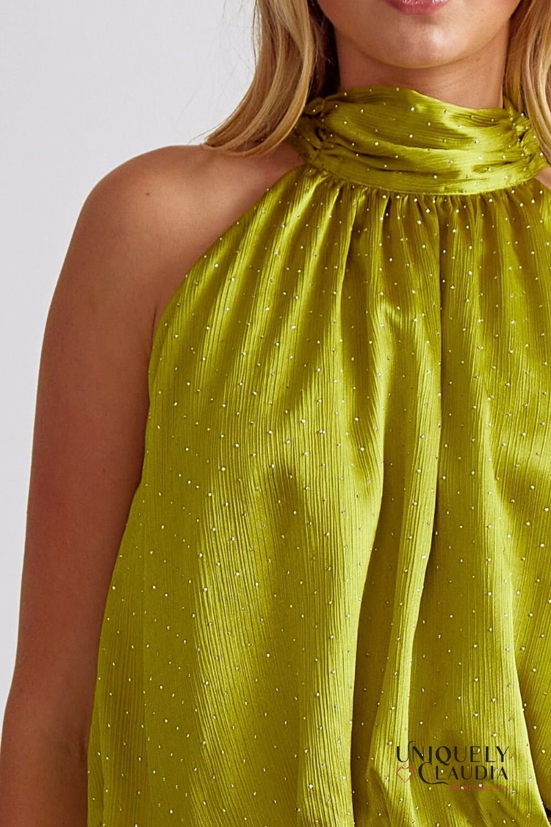 Carola Embellished Halter Top | Uniquely Claudia Boutique