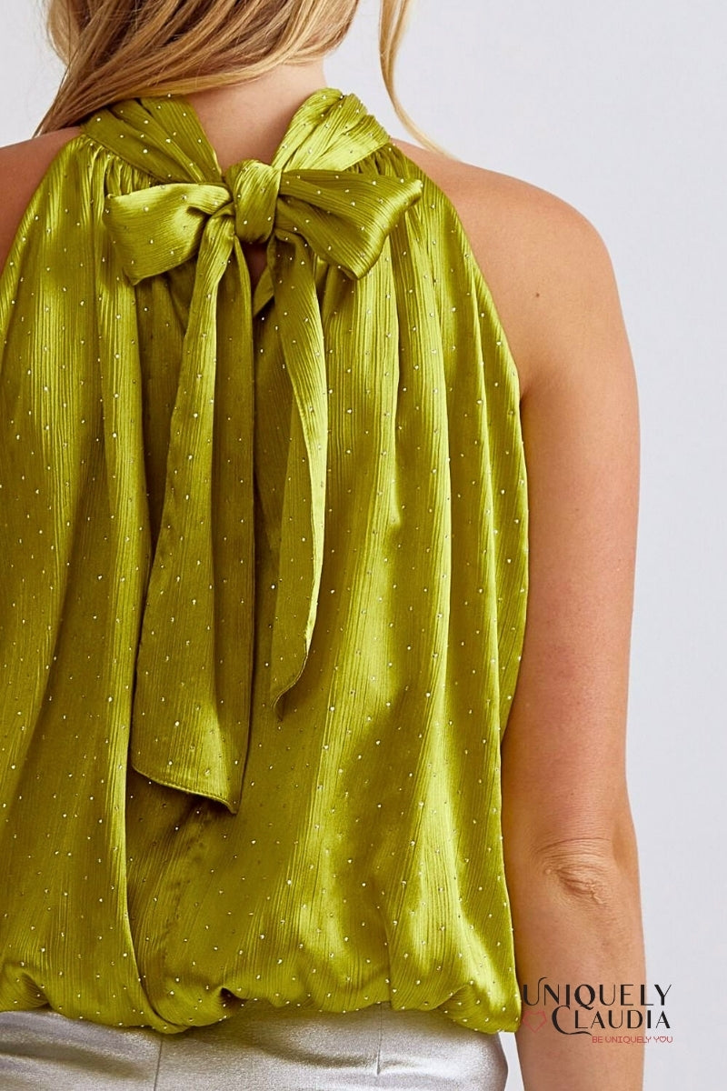 Carola Embellished Halter Top | Uniquely Claudia Boutique