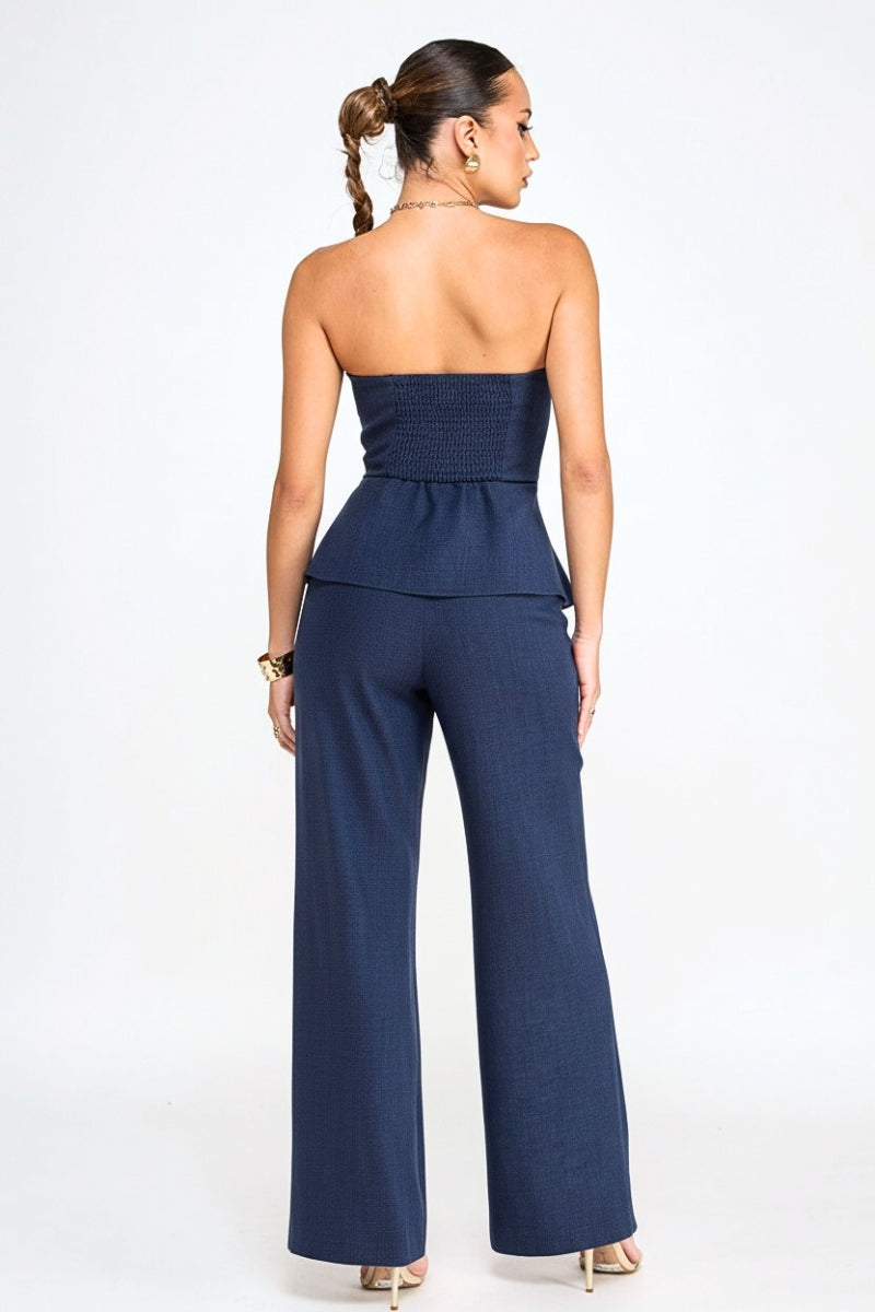Catalina Large Button Embellished Strapless Jumpsuit - Uniquely Claudia Boutique