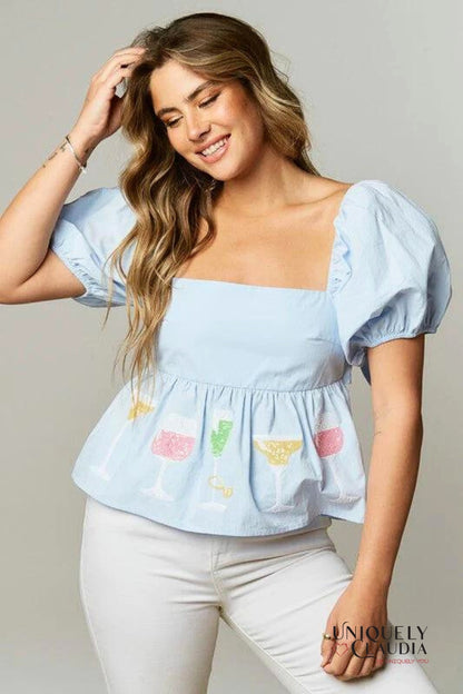 Cheers To You Peplum Top | Uniquely Claudia Boutique