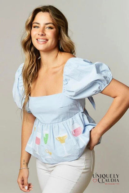Cheers To You Peplum Top | Uniquely Claudia Boutique