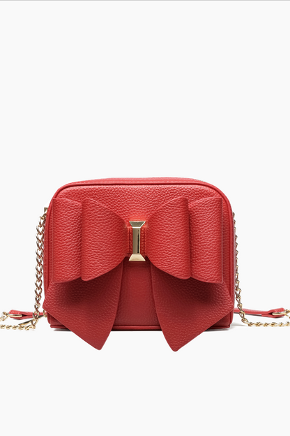 Chloe Bow Red Mini Crossbody Bag - Uniquely Claudia Boutique